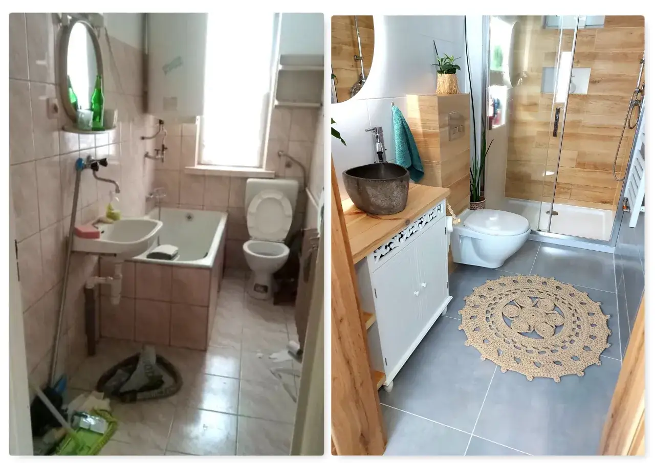 inspiracje mała łazienka przed i po