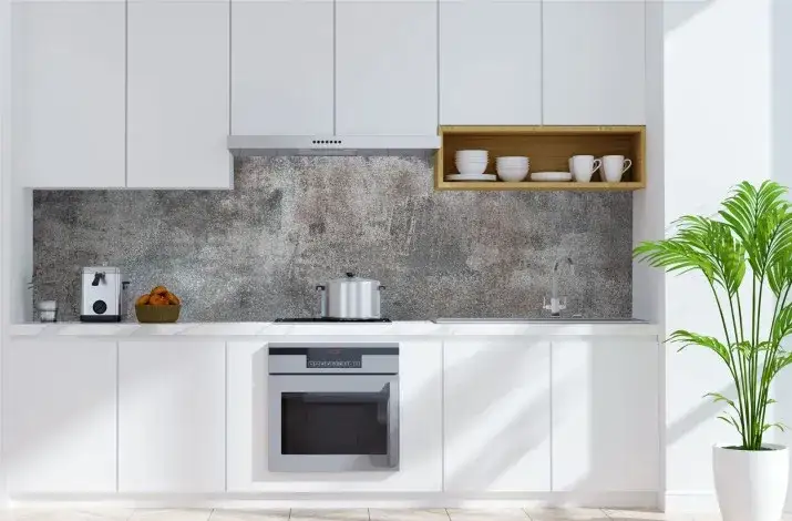 inspiracje kuchnia panele ścienne drewno beton szkło