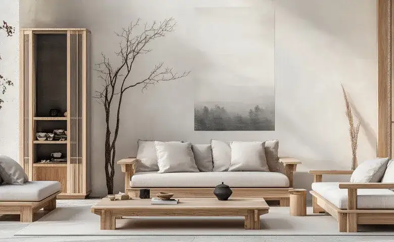 Inspiracje salon Japandi i naturalne materiały